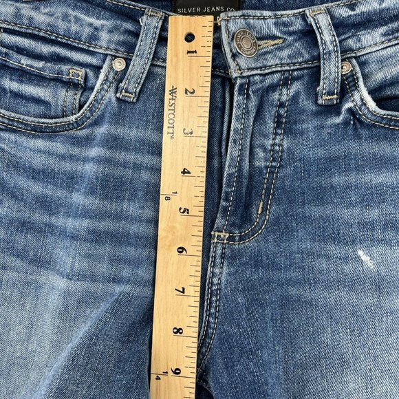 Silver Jeans Suki 28X31 Mid Straight Medium Wash Faded Denim Distressed - Picture 4 of 12